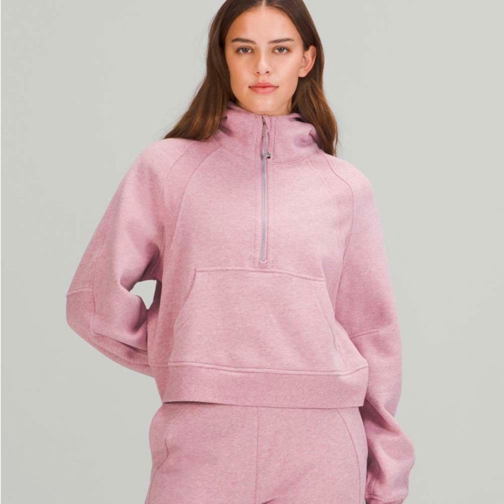 Lululemon Heathered Pink Taupe Scuba Oversized Half-Zip Hoodie